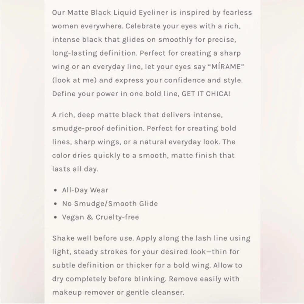 🌸 Chica Beauty Mírame Matte Black Liquid Eyeliner